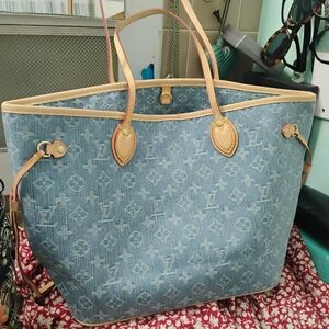Elegant Designer Blue Monogram Tote